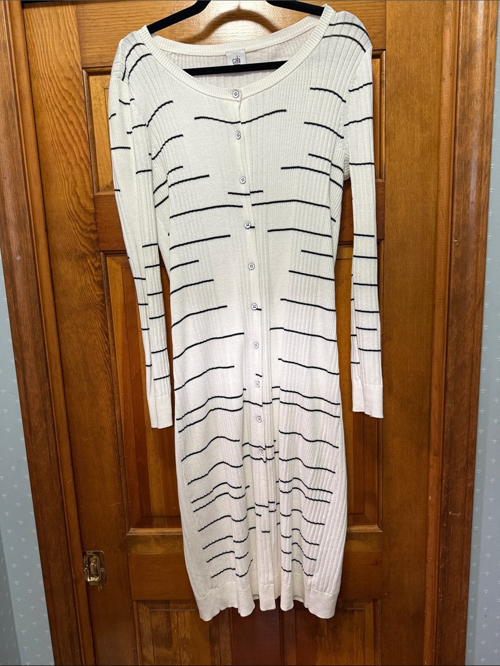 CAbi Dashes Long Button-Front Cardigan Sweater